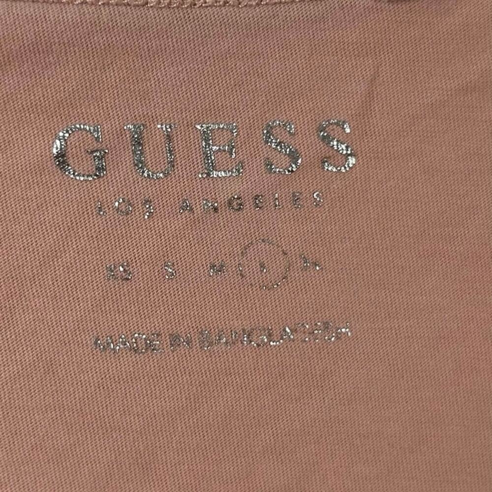GUESS Rhinestone Logo Tee Y2K Baby Tee McBling Glam Graphic Pink Women Large - Picture 3 of 5